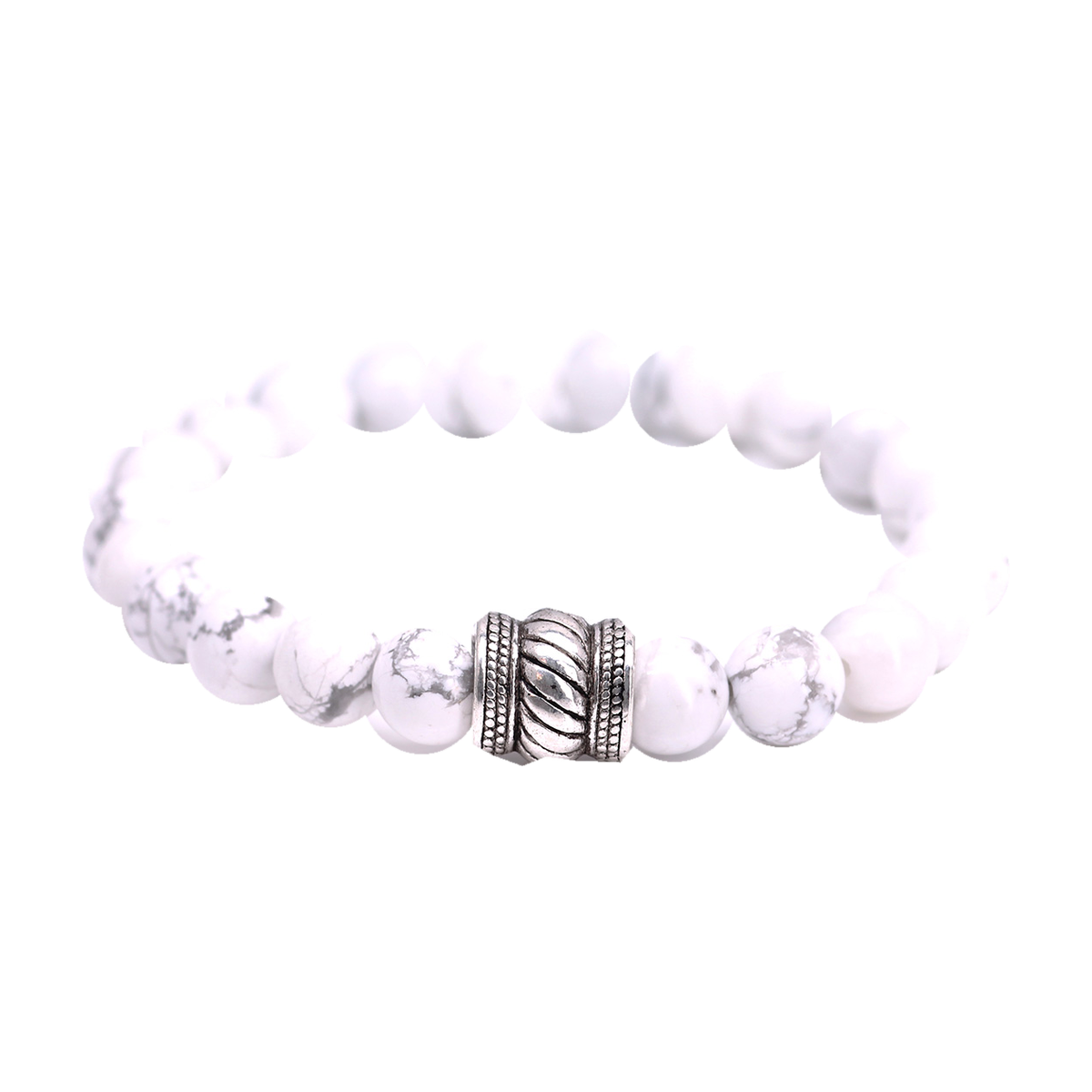 FortunaBeads Bali Basic White Howlite men’s bracelet