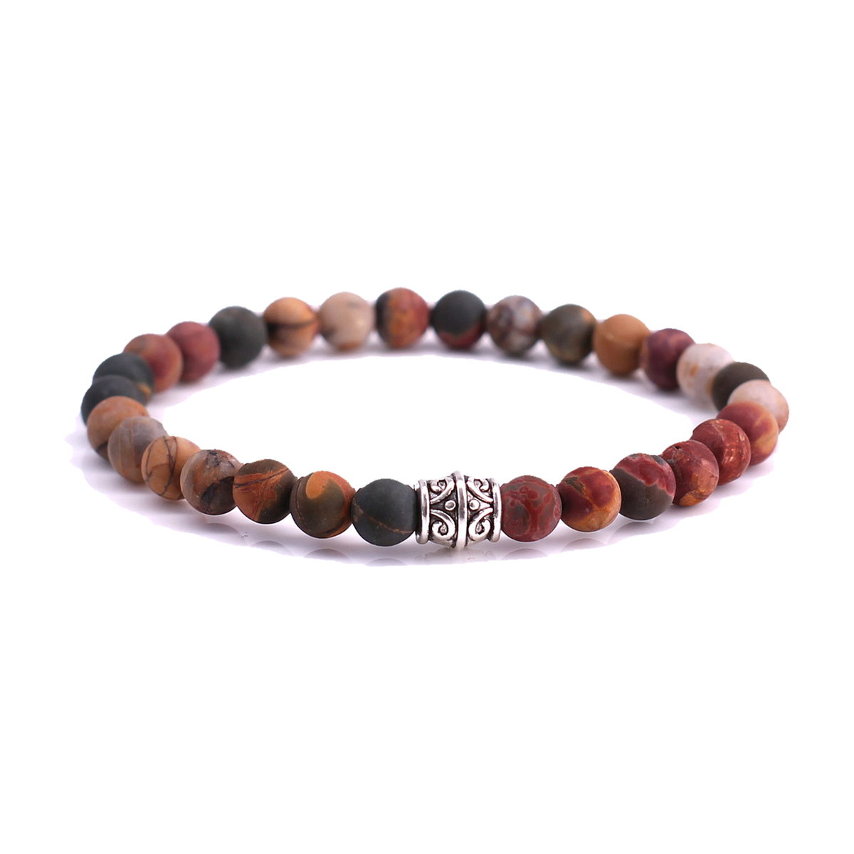 FortunaBeads Basic Mat Red Picture Jasper men’s bracelet