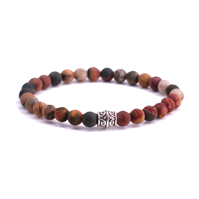 FortunaBeads Basic Mat Red Picture Jasper men’s bracelet