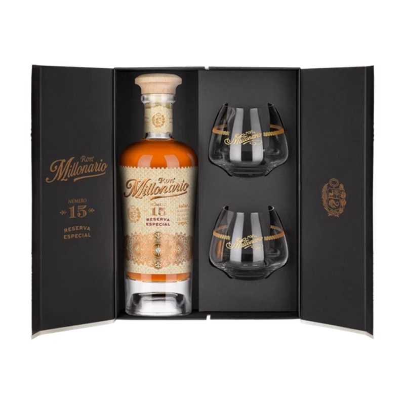 Ron Millonario Millonario N°15 Reserva Especial 40% + Giftpack 2 Glazen 70cl