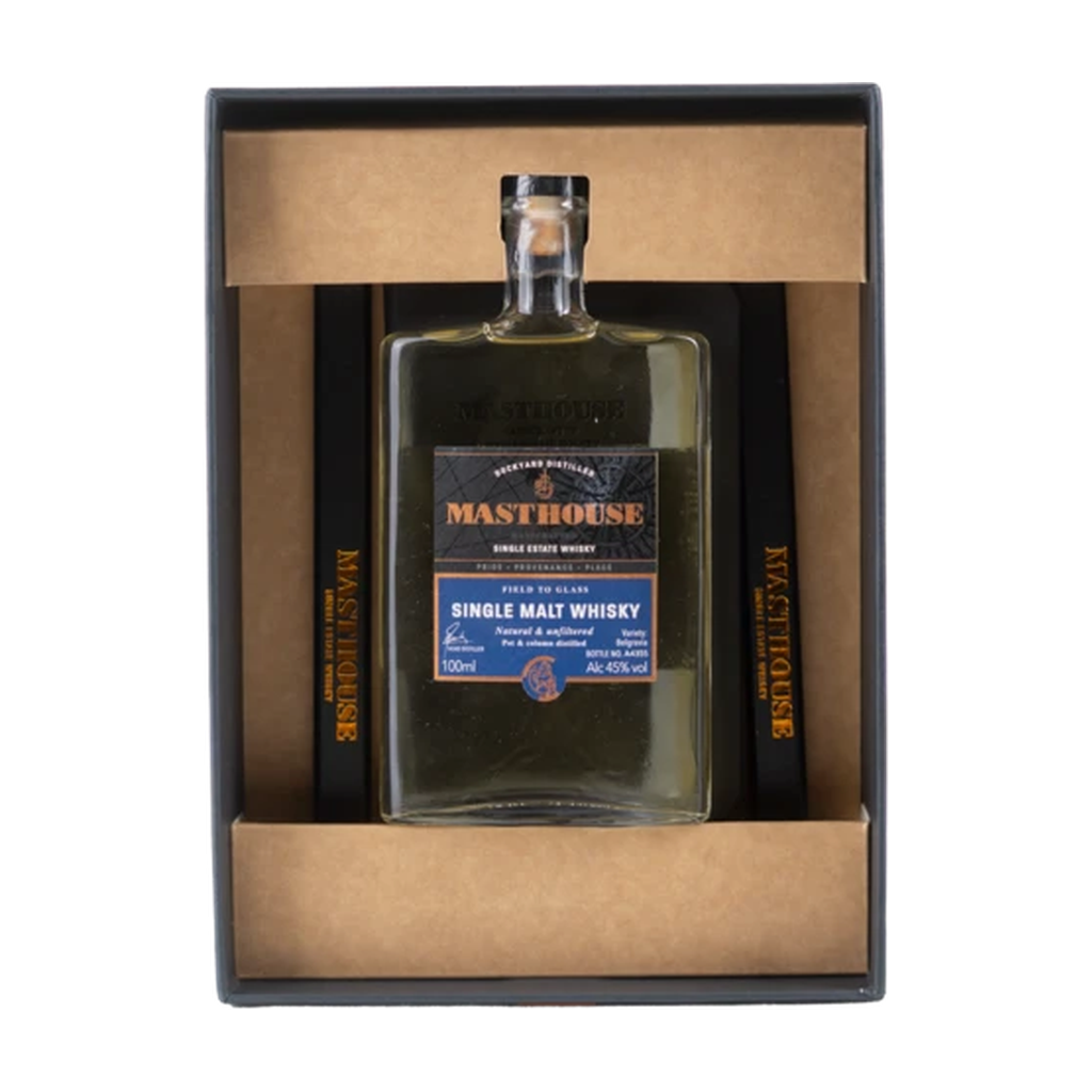Copper Rivet Distillery Masthouse Whisky &amp; Tasting Notes Gifts - 1 x 10cl Single Malt, Branded Note Pad, 2 x Branded Carpenter's Pencils 10cl