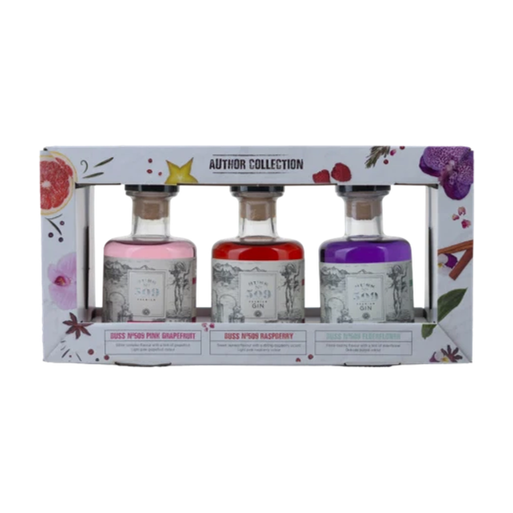 Buss Spirits Buss Gin Gift Pack 3x200ml Raspberry-Grapefruit-Elderflower 39,2% 60cl