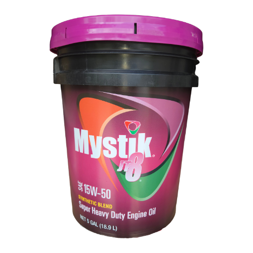 Mystik SAE 15W-50 JT-8® Synthetic Blend Super Heavy Duty Engine Oil, 5-Gallon