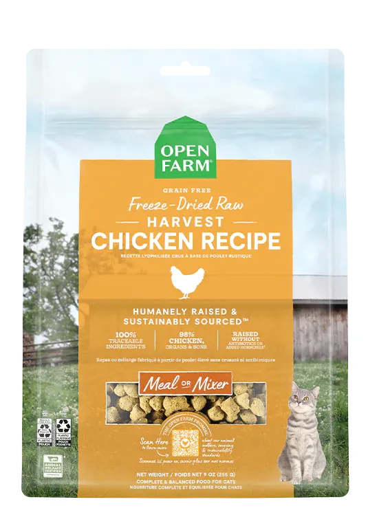 OPEN FARM HARVEST CHICKEN FREEZE DRIED RAW CAT FOOD 3.5OZ