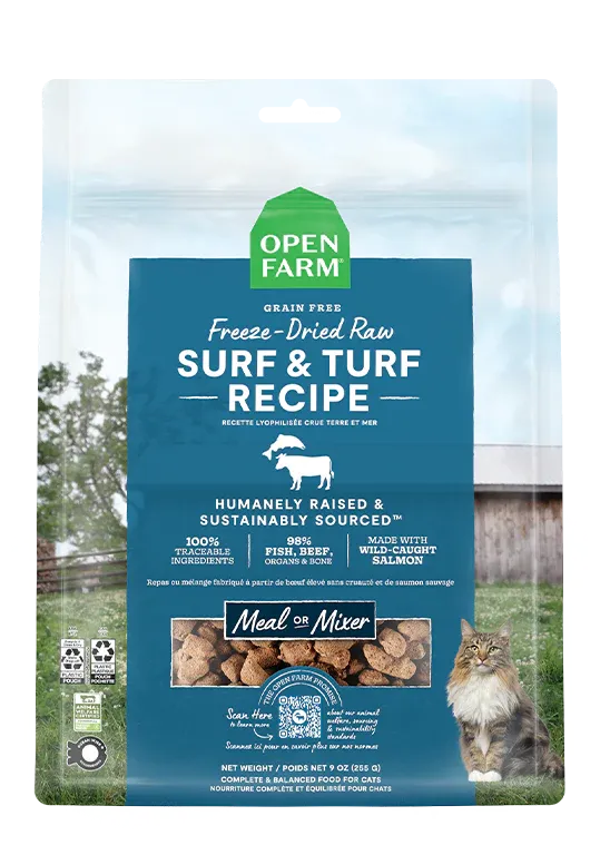 OPEN FARM SURF &amp; TURF FREEZE DRIED RAW CAT FOOD 3.5OZ