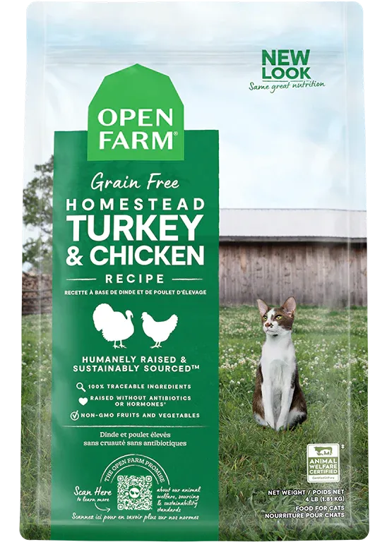 OPEN FARM HOMESTEAD TURKEY &amp; CHICKEN DRY CAT FOOD 4LBS