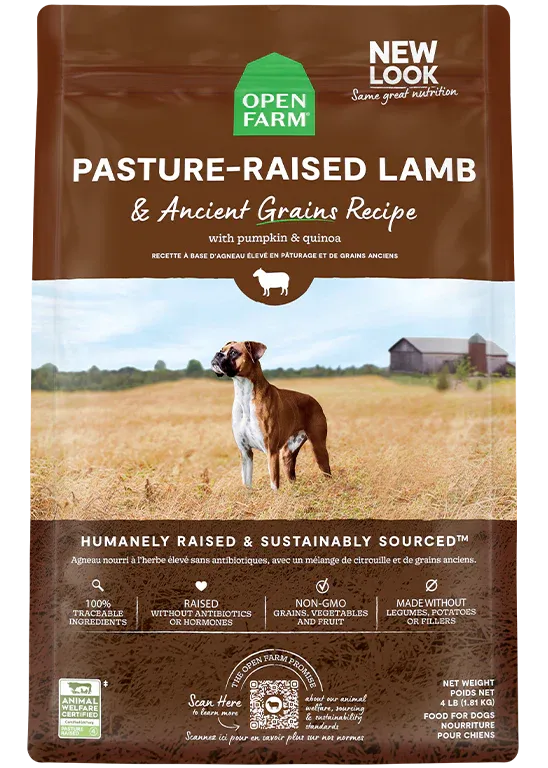 OPEN FARM PASTURE-RAISED LAMB &amp; ANCIENT GRAINS DRY DOG FOOD 11LBS