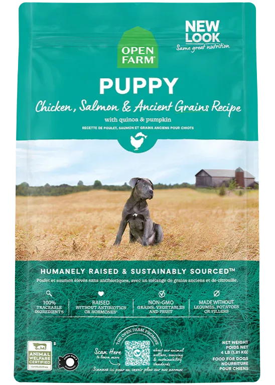 *OPEN FARM ANCIENT GRAINS HIGH-PROTEIN PUPPY FOOD 4LBS