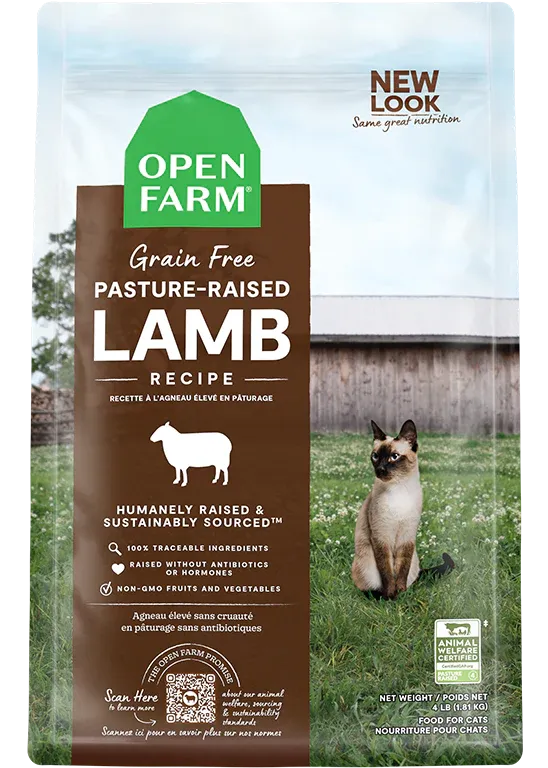 OPEN FARM GRAIN FREE PASTURE-RAISED LAMB DRY CAT FOOD 4LBS
