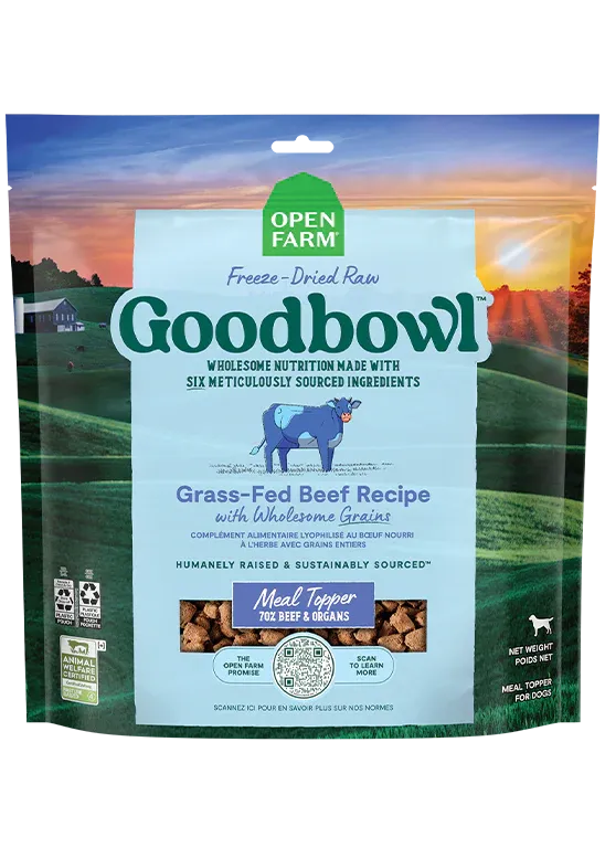 OPEN FARM GOODBOWL GRASS-FED BEEF &amp; WHOLESOME GRAINS RECIPE FREEZE DRIED RAW TOPPER 46OZ