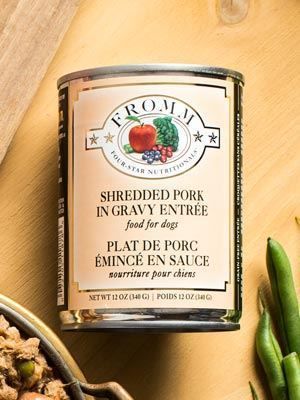 *FROMM FOUR STAR SHREDDED PORK IN GRAVY ENTREE DOG FOOD 12OZ