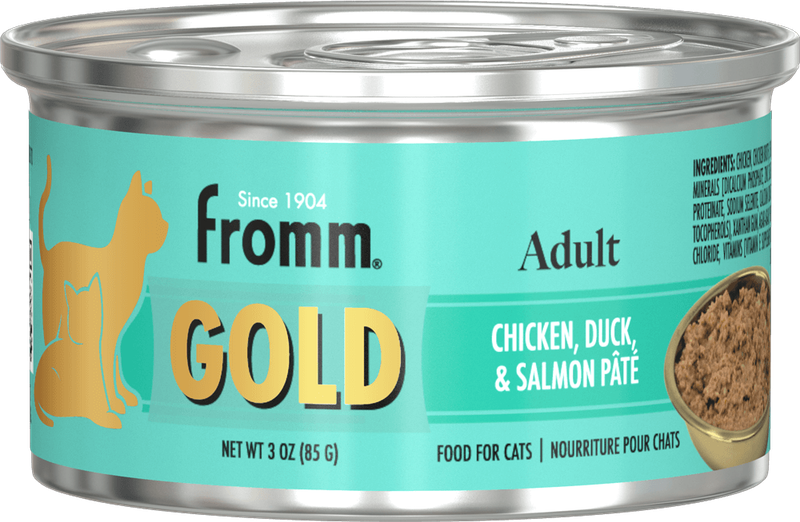 FROMM GOLD ADULT CHICKEN, DUCK &amp; SALMON PATE CAT FOOD 5.5OZ