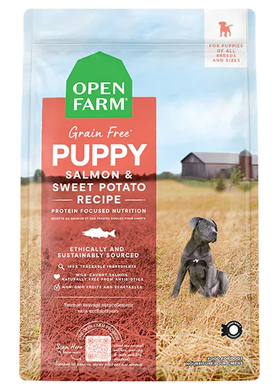 OPEN FARM  PUPPY SALMON &amp; SWEET POTATO GRAIN-FREE FOOD 22LBS
