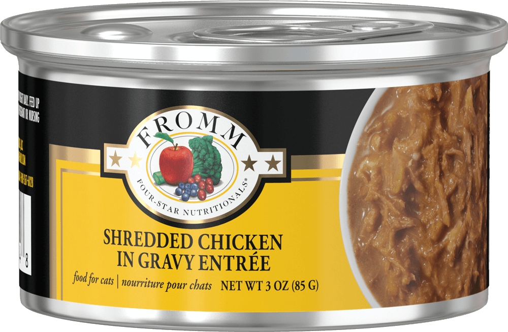 FROMM FOUR STAR SHREDDED CHICKEN IN GRAVY ENTREE FOOD FOR CATS 3OZ