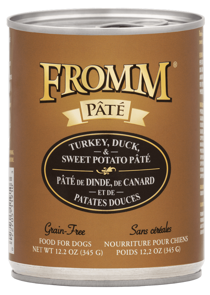 FROMM GOLD TURKEY, DUCK &amp; SWEET POTATO PATE DOG FOOD CASE OF 12/ 12.2OZ