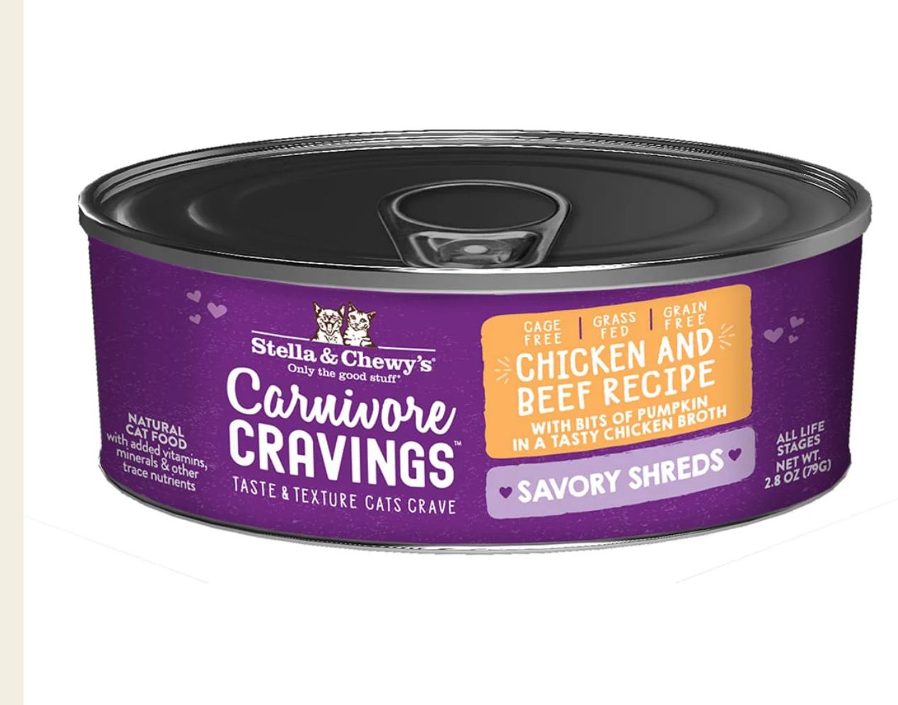*STELLA &amp; CHEWY CARNIVORE CRAVINGS SAVORY SHREDS CHICKEN &amp; BEEF RECIPE CAT FOOD 5.2OZ