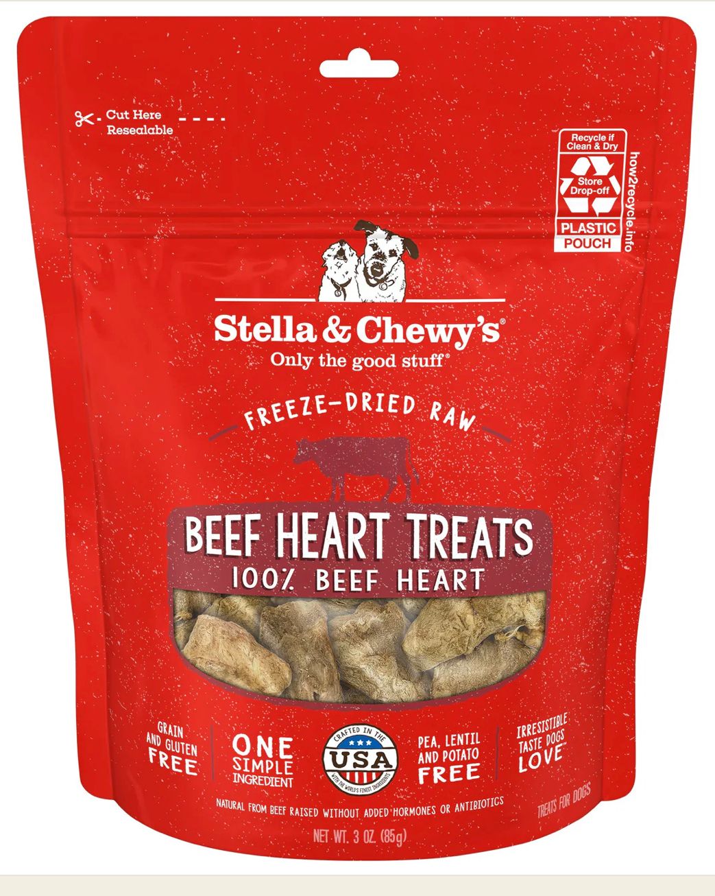 STELLA &amp; CHEWYS BEEF HEART TREATS DOG TREAT 3OZ