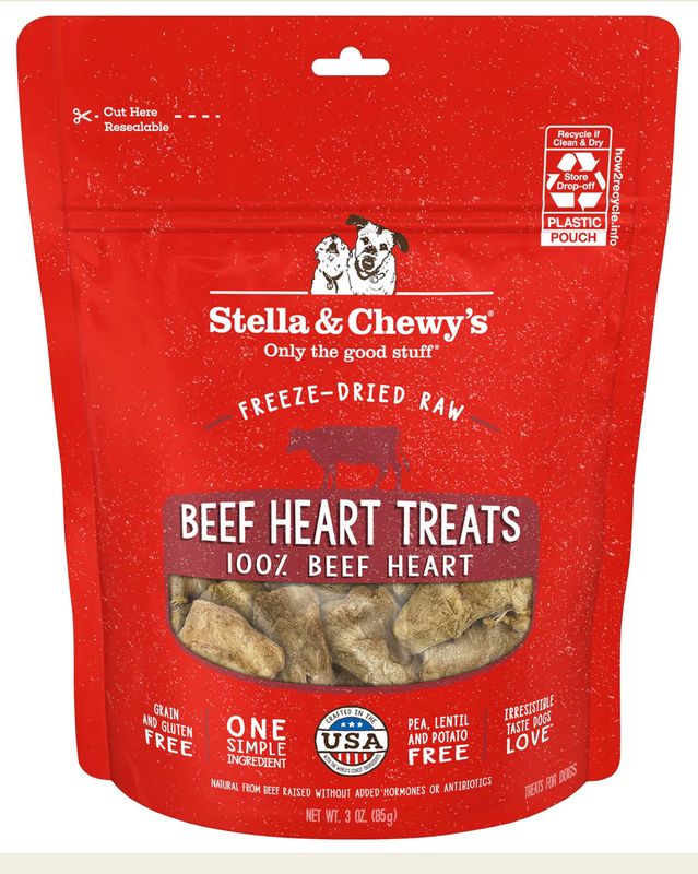 STELLA &amp; CHEWYS BEEF HEART TREATS DOG TREAT 3OZ