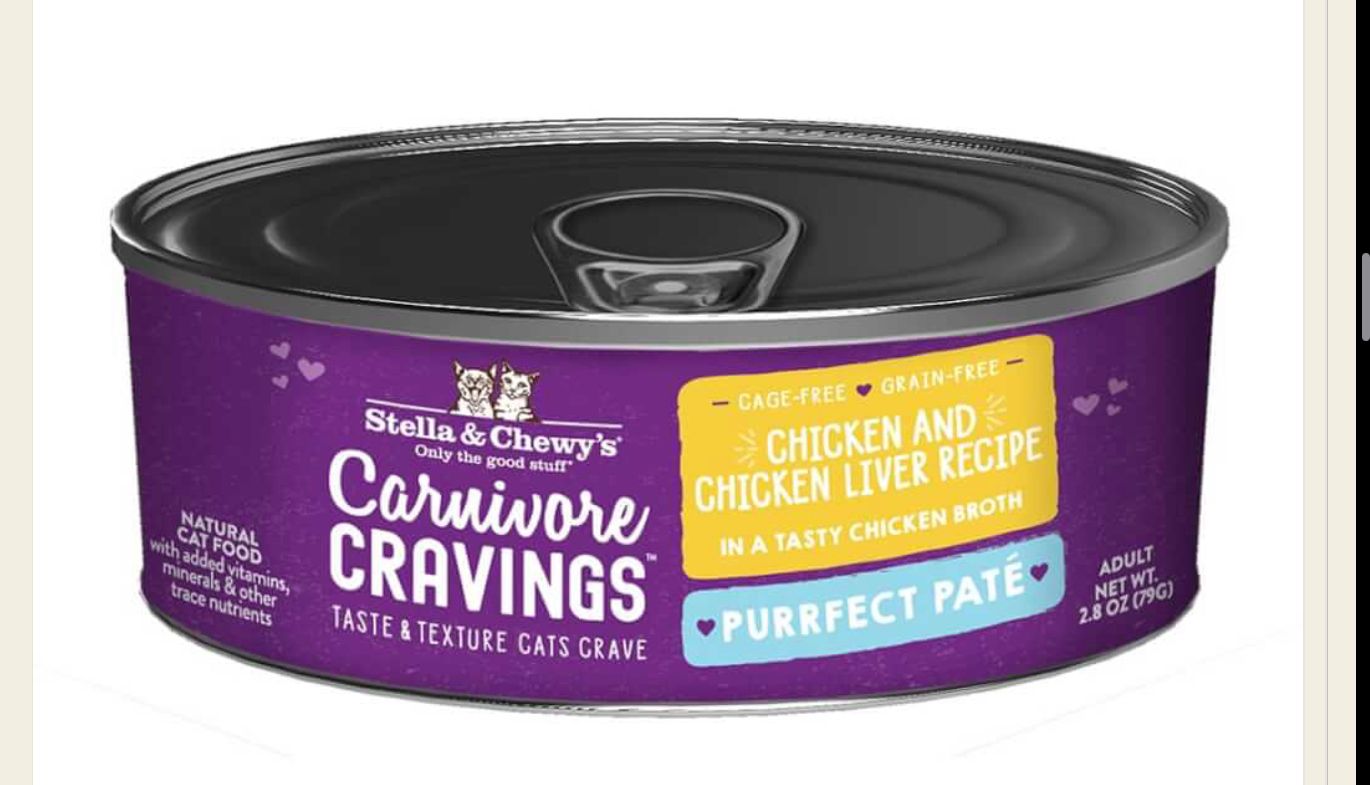 STELLA &amp; CHEWYS CARNIVORE CRAVINGS PURRFECT PATE CHICKEN &amp; CHICKEN LIVER RECIPE CAT FOOD 2.8OZ