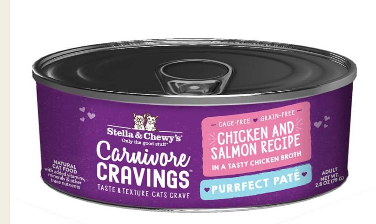 STELLA &amp; CHEWYS CARNIVORE CRAVINGS PURRFECT PATE CHICKEN &amp; SALMON RECIPE CAT FOOD 5.2OZ