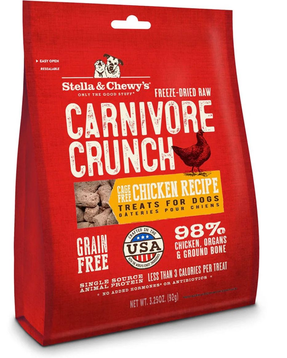 STELLA &amp; CHEWYS CHICKEN CARNIVORE CRUNCH DOG TREAT 3.25OZ