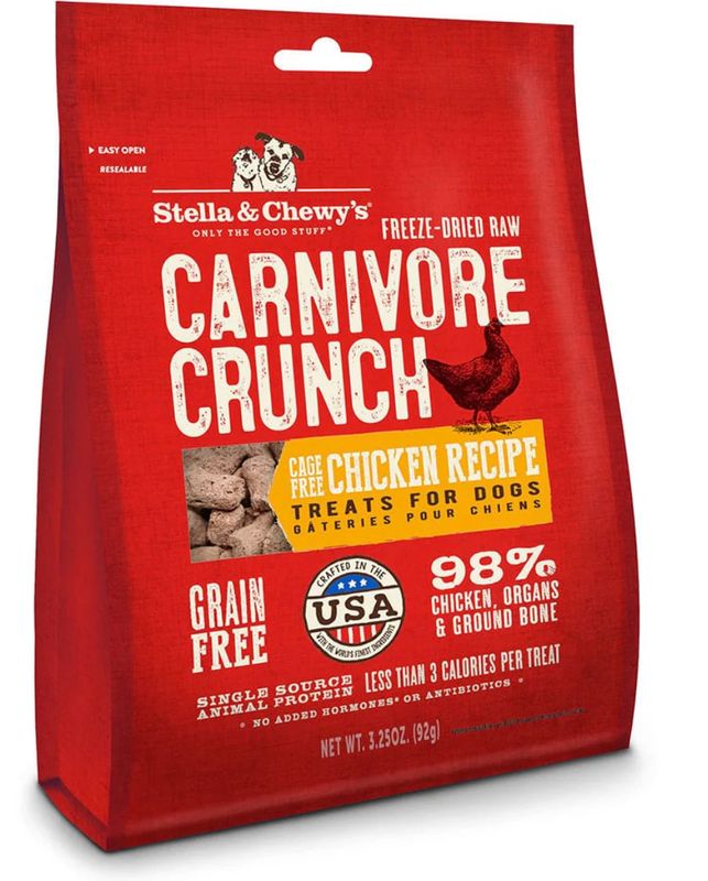 STELLA &amp; CHEWYS CHICKEN CARNIVORE CRUNCH DOG TREAT 3.25OZ