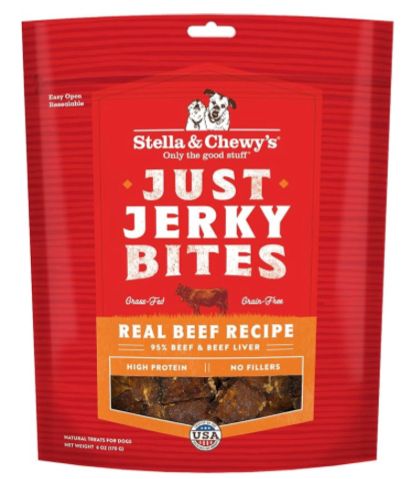 STELLA &amp; CHEWYS JUST JERKY BITES BEEF DOG TREAT 6OZ