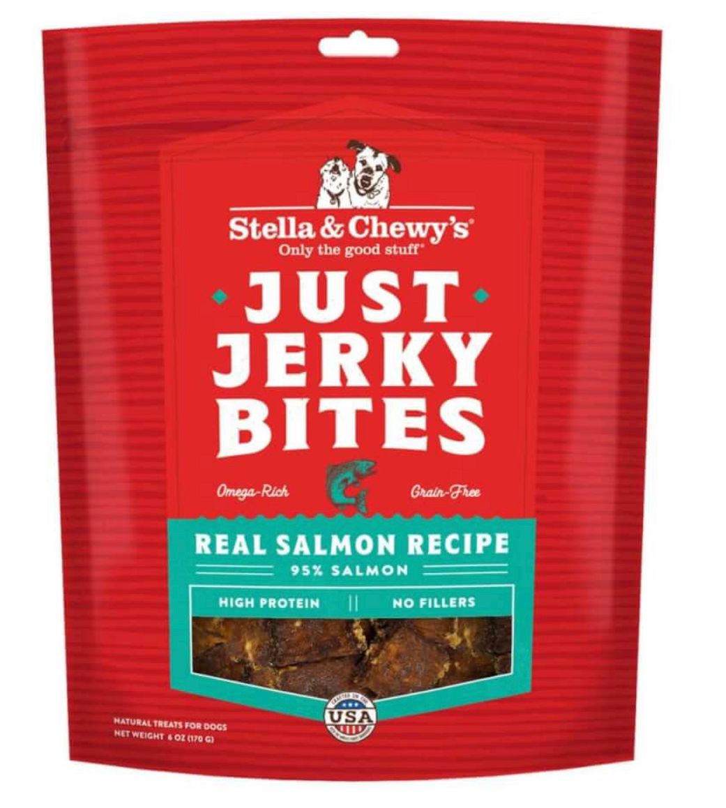 STELLA &amp; CHEWYS JUST JERKY BITES SALMON DOG  TREATS 6OZ
