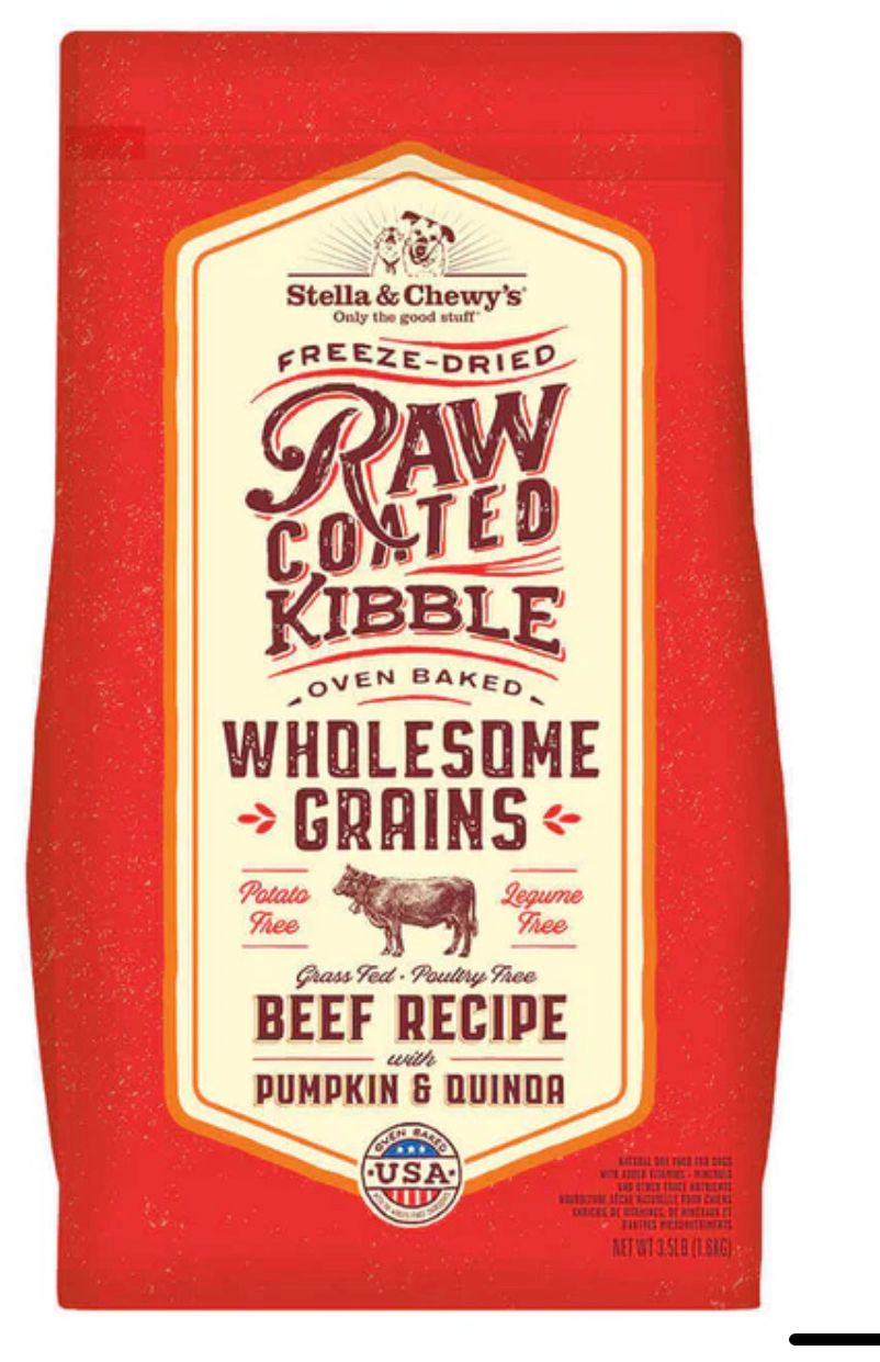 *STELLA &amp; CHEWYS RAW COATED BEEF WITH GRAINS RECIPE DOG FOOD 3.5LBS