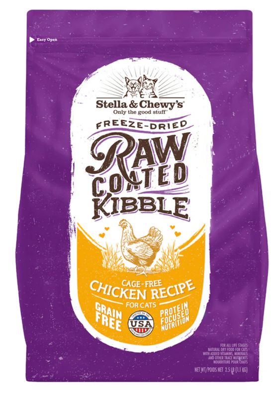 STELLA &amp; CHEWYS RAW COATED KIBBLE CAGE-FREE CHICKEN RECIPE CAT FOOD 5LBS