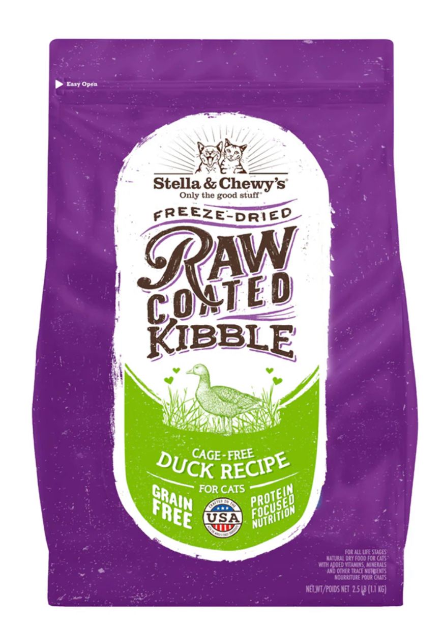 STELLA &amp; CHEWYS RAW COATED KIBBLE CAGE-FREE DUCK RECIPE CAT FOOD 5LBS