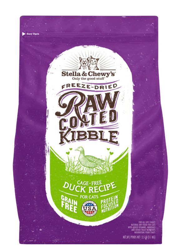 STELLA &amp; CHEWYS RAW COATED KIBBLE CAGE-FREE DUCK RECIPE CAT FOOD 5LBS