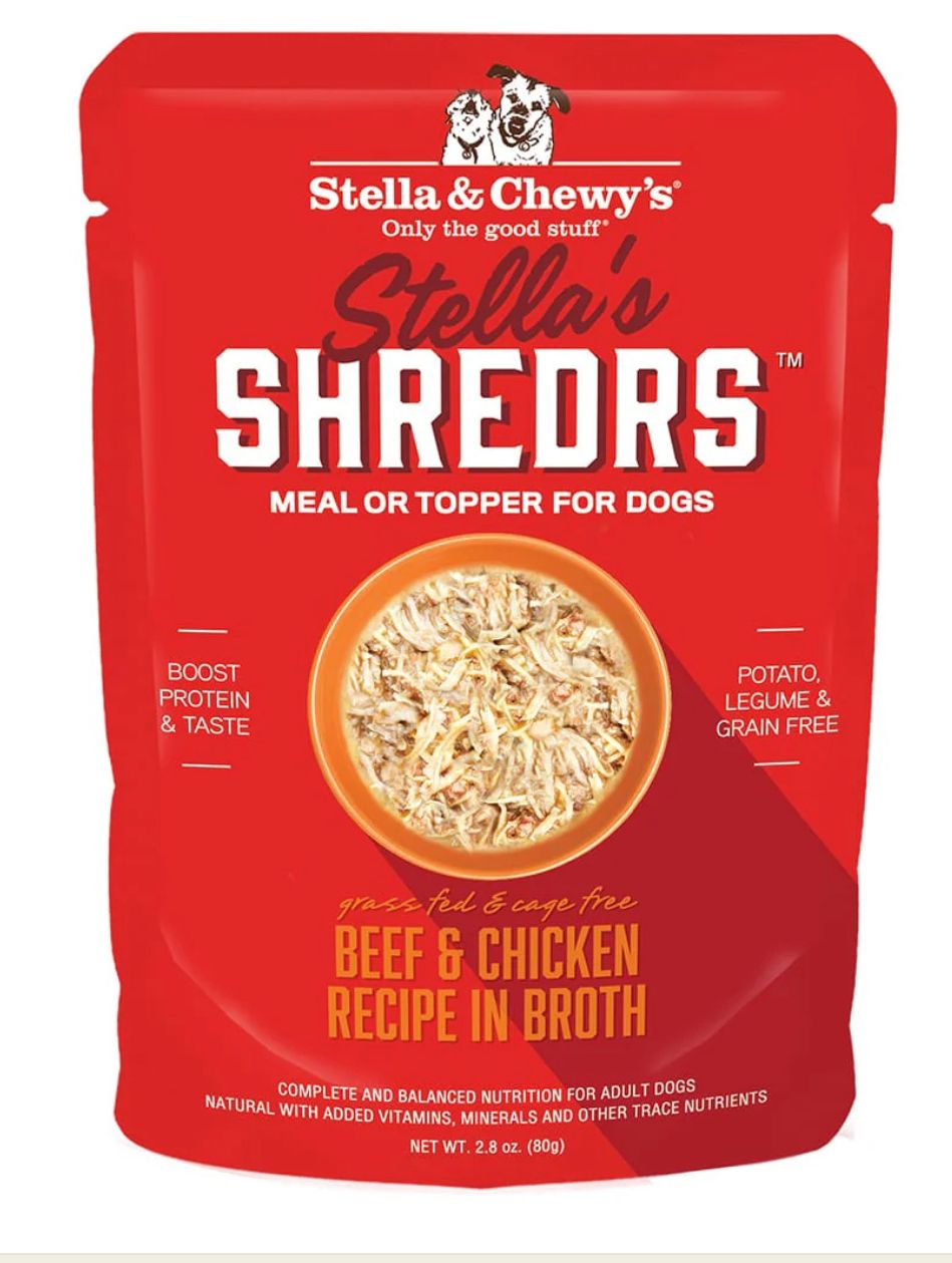 *STELLA &amp; CHEWYS STELLAS SHREDRS BEEF &amp; CHICKEN RECIPE IN BROTH DOG FOOD 2.8OZ