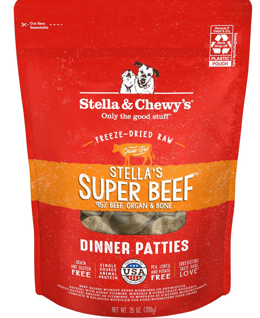 STELLA &amp; CHEWYS STELLAS SUPER BEEF FREEZE-DRIED RAW DINNER PATTIES  25OZ