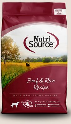 NUTRISOURCE BEEF &amp; RICE DOG FOOD 12LBS