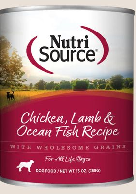 NUTRISOURCE CHICKEN, LAMB &amp; OCEAN FISH DOG FORMULA DOG FOOD CASE OF 12/13OZ