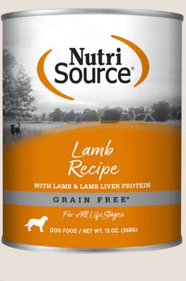 NUTRISOURCE GRAIN FREE LAMB DOG FORMULA CASE OF 12/13OZ
