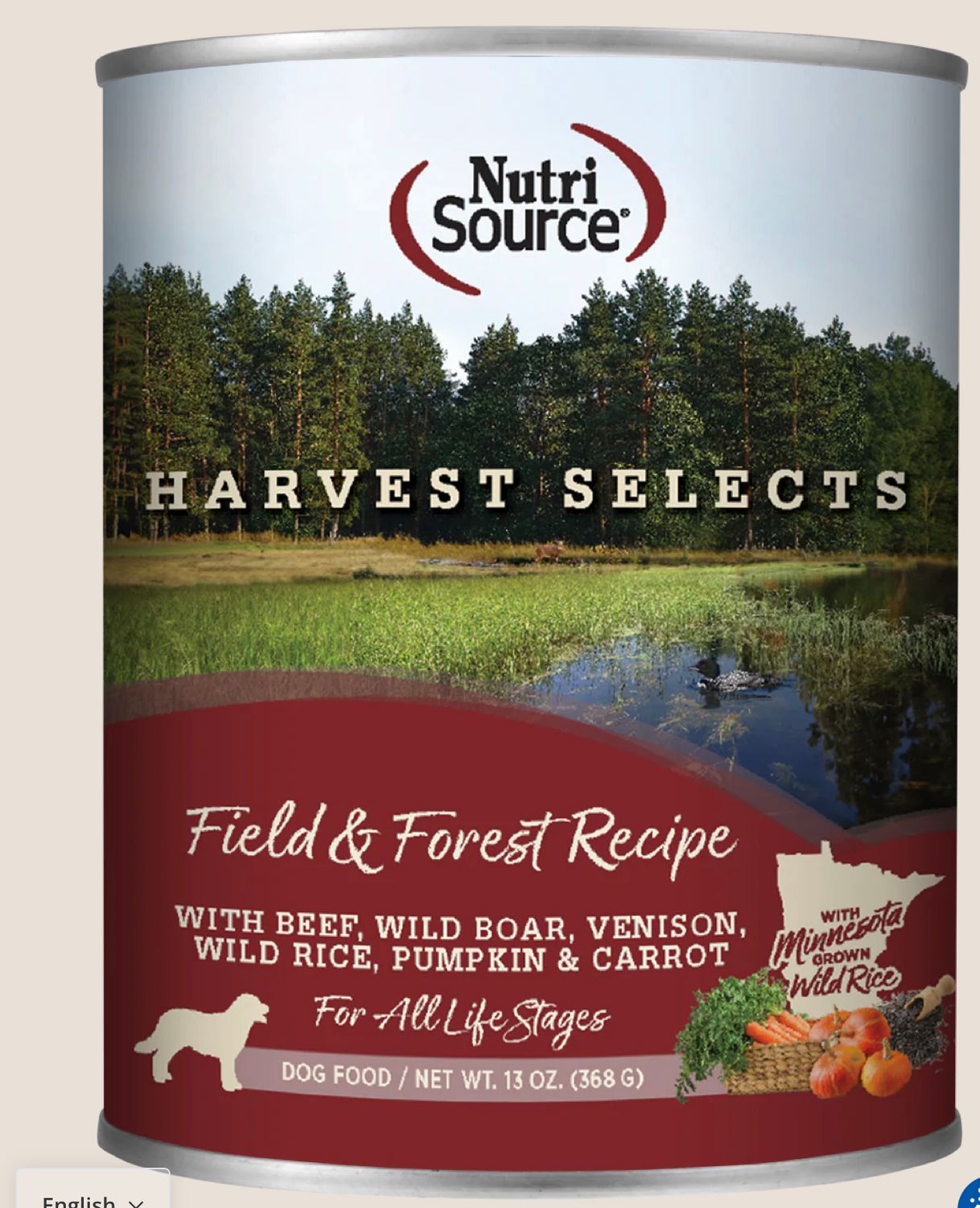 *NUTRISOURCE HARVEST SELECTS FIELD &amp; FOREST RECIPE DOG FOOD 13OZ