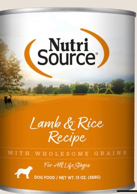 NUTRISOURCE LAMB &amp; RICE DOG FORMULA DOG FOOD CASE OF 12/ 13OZ