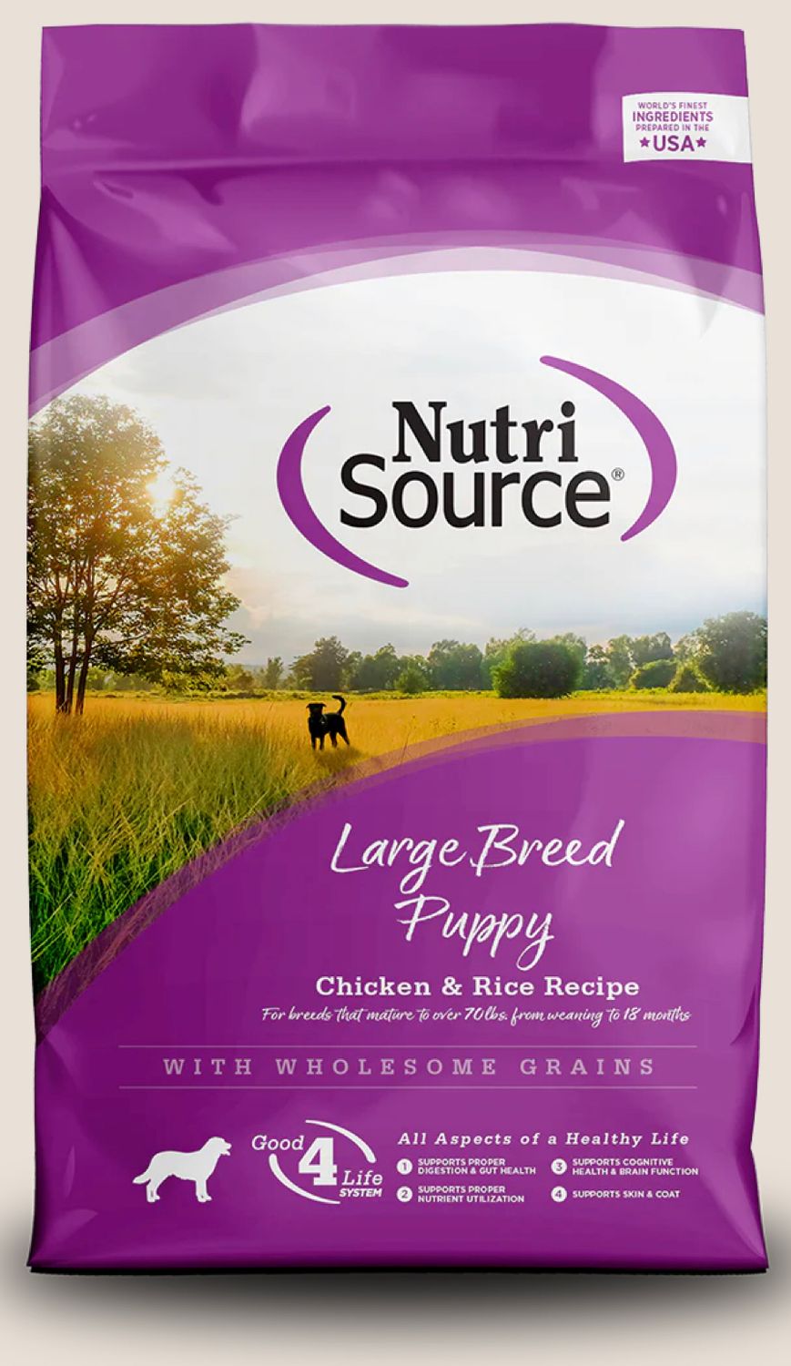 NUTRISOURCE LARGE BREED PUPPY CHICKEN &amp; RICE RECIPE DOG FOOD 26LBS