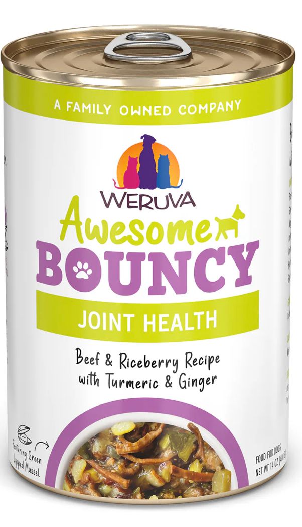 WERUVA AWESOME BOUNCY BEEF &amp; RICEBERRY RECIPE WITH TURMERIC &amp; GINGER IN GRAVY DOG FOOD 14OZ