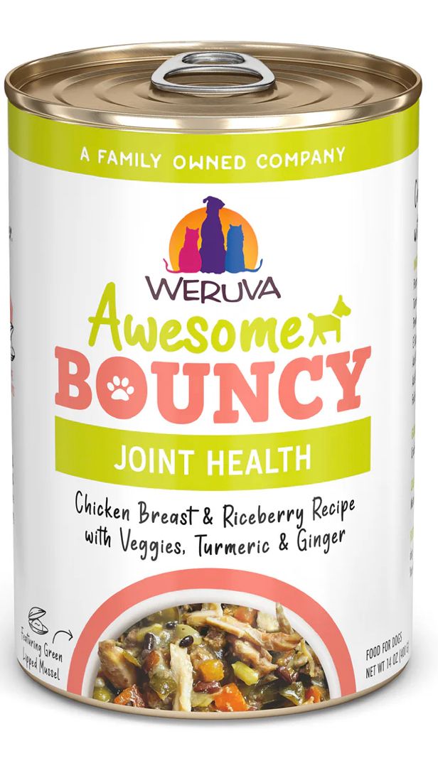 WERUVA AWESOME BOUNCY CHICKEN BREAST &amp; RICEBERRY RECIPE WITH VEGGIES, TUMERIC &amp; GINGER IN GRAVY DOG FOOD 14OZ