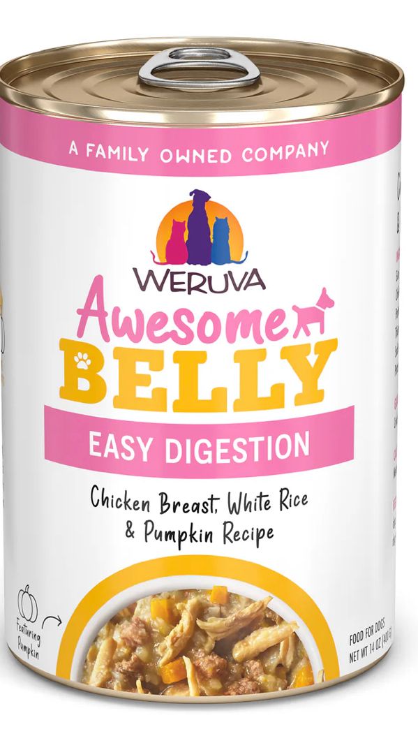 WERUVA AWESOME BELLY CHICKEN BREAST, WHITE RICE &amp; PUMPKIN RECIPE IN GRAVY DOG FOOD CASE OF 10/14OZ