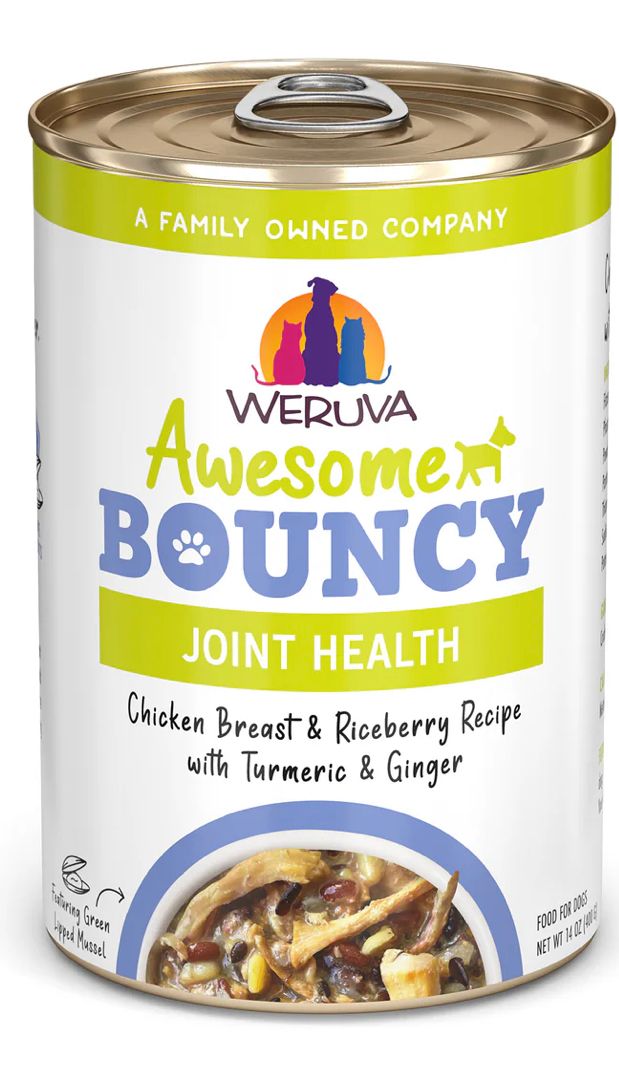 *WERUVA AWESOME BOUNCY CHICKEN BREAST &amp; RICEBERRY RECIPE WITH TUMERIC &amp; GINGER IN GRAVY DOG FOOD 14OZ