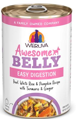 WERUVA AWESOME BELLY BEEF, WHITE RICE &amp; PUMPKIN RECIPE WITH TUMERIC &amp; GINGER IN GRAVY DOG FOOD 14OZ