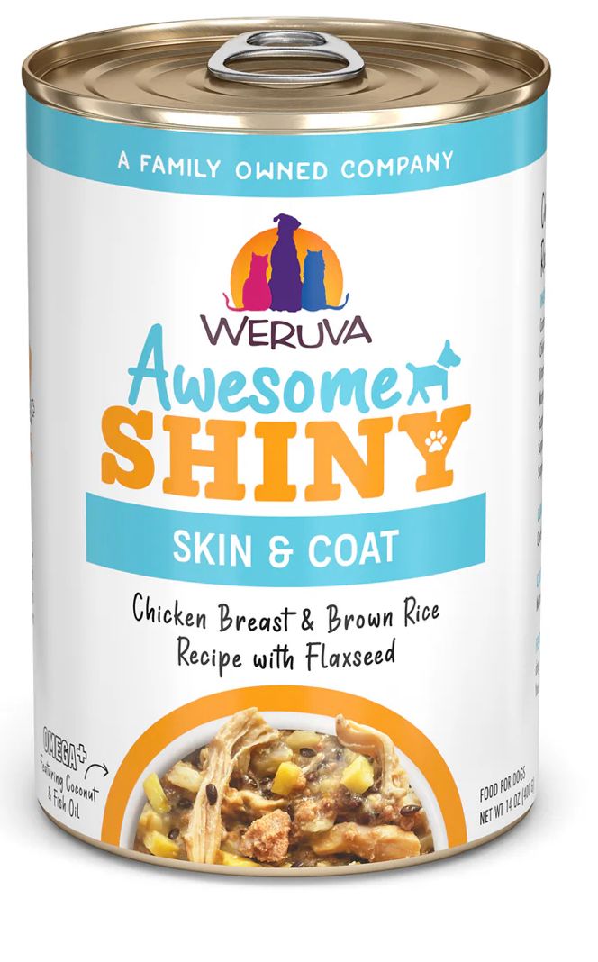 WERUVA AWESOME SHINY CHICKEN BREAST &amp; BROWN RICE RECIPE WITH FLAXSEED IN GRAVY DOG FOOD CASE OF 10/14OZ