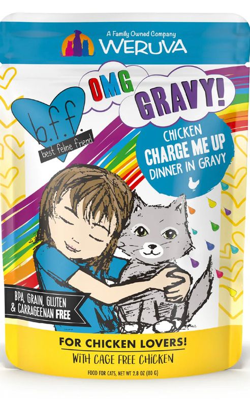 WERUVA BFF OMG CHARGE ME UP CHICKEN DINNER CAT FOOD 2.8OZ POUCH