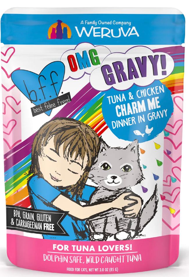 WERUVA BFF OMG CHARM ME TUNA &amp; CHICKEN DINNER CAT FOOD 3OZ POUCH
