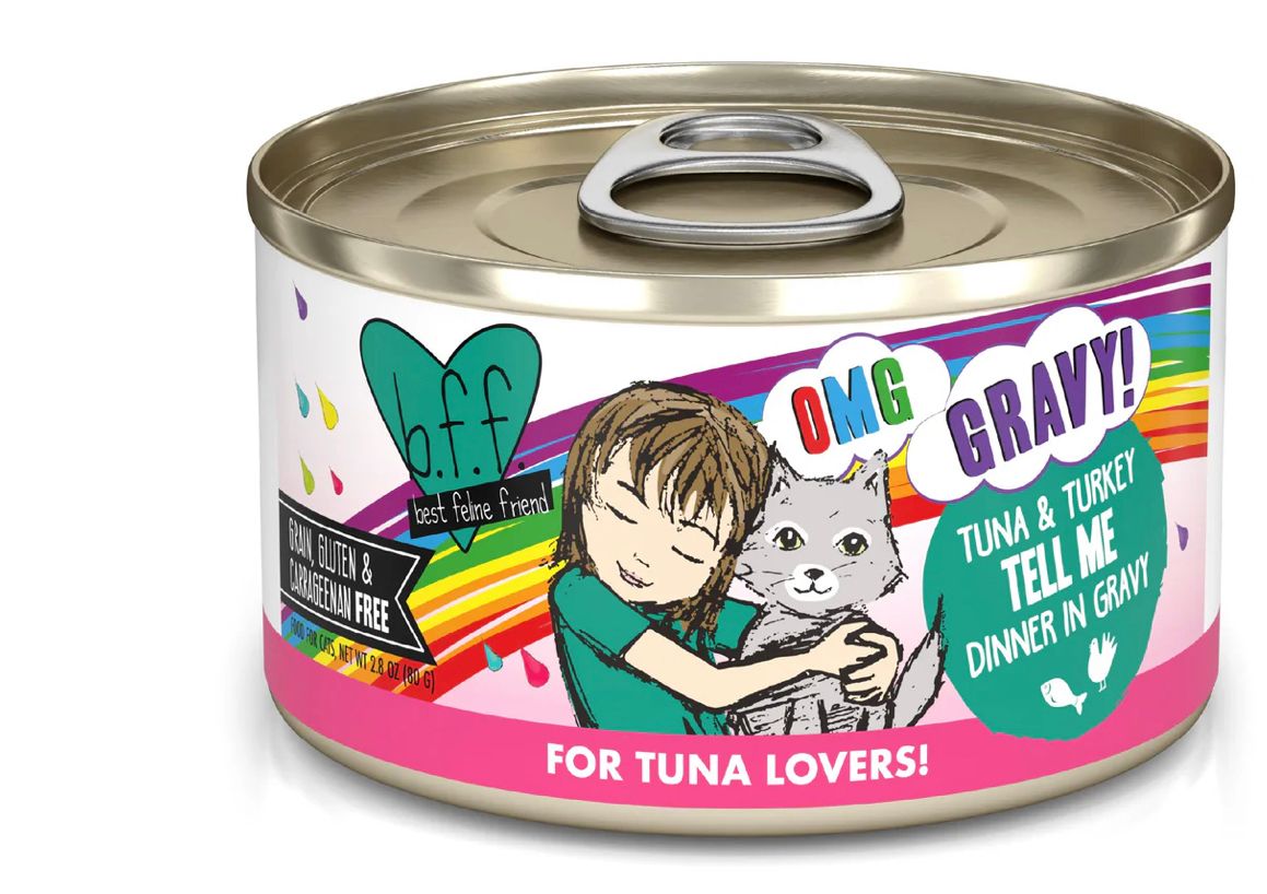 WERUVA BFF OMG TELL ME TUNA &amp; TURKEY DINNER CAT FOOD 3OZ