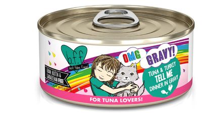 WERUVA BFF OMG TELL ME TUNA &amp; TURKEY DINNER CAT FOOD CASE OF 8/5.5OZ